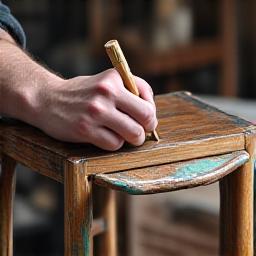 Artigiano impegnato nel restauro di una sedia